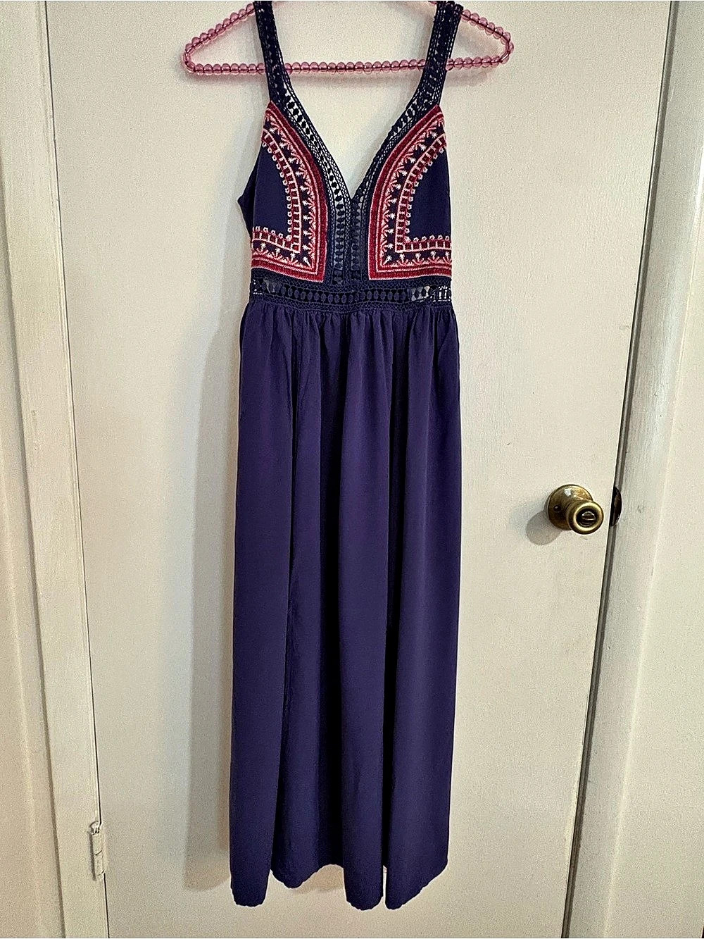 BUBBA Embroidered Maxi Dress in Purple & Red